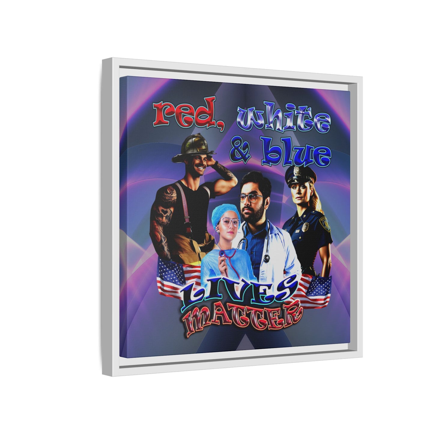 rw&b lives matter - framed canvas art (grey-pink wave)