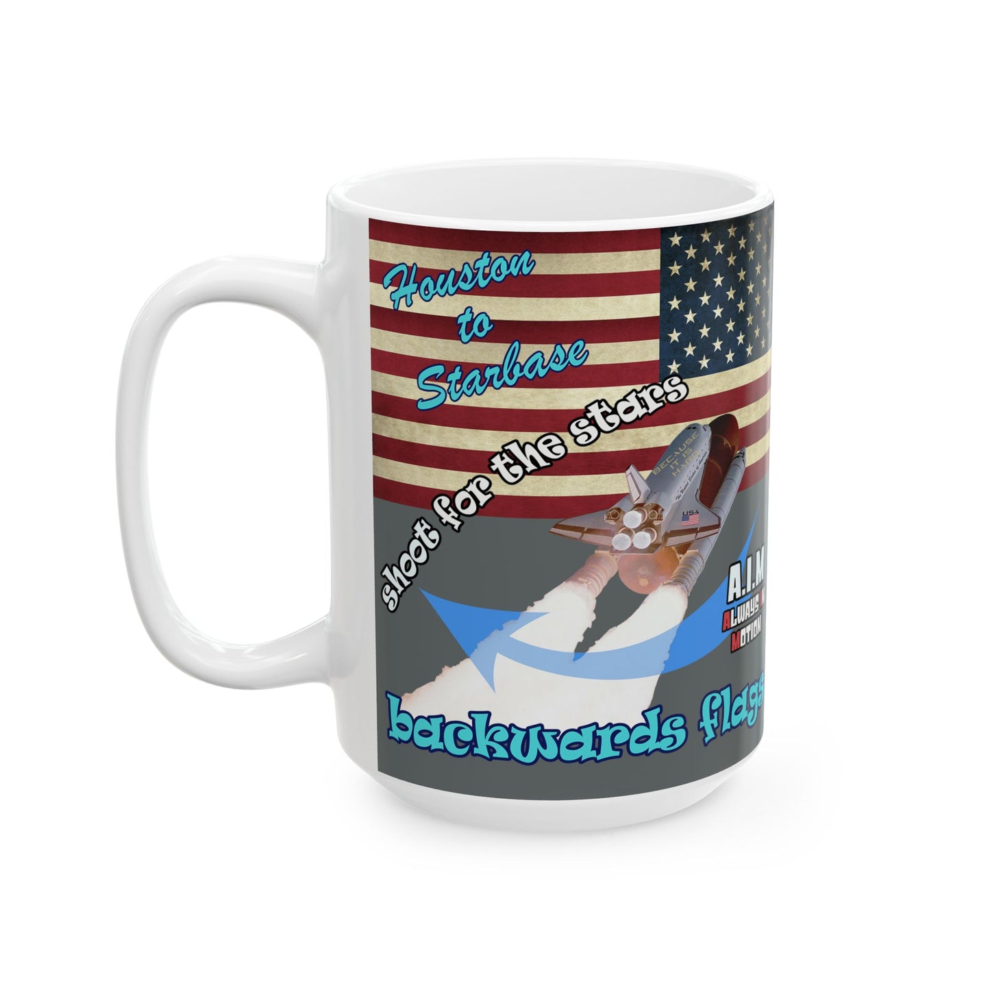 shoot for the stars - White Mug (dark grey)