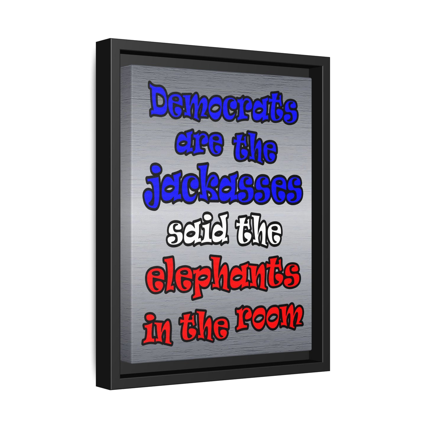 donkeys and elephants - framed canvas art (brushed nickel)