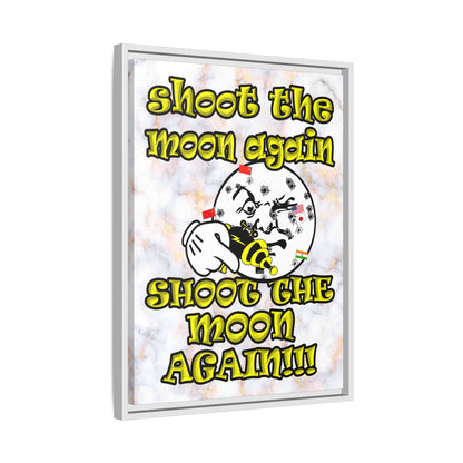 shoot the moon again - framed canvas art (white marble)