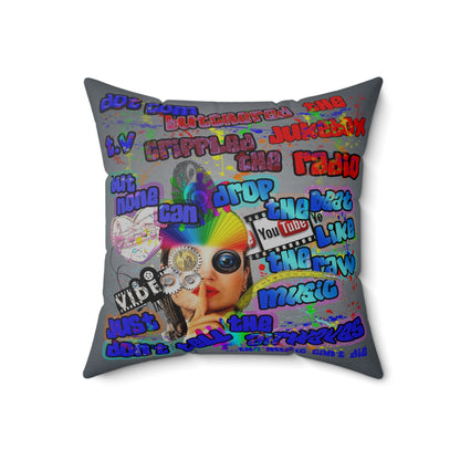 drop the beat - Spun Polyester Square Pillow - (grey-light grey)