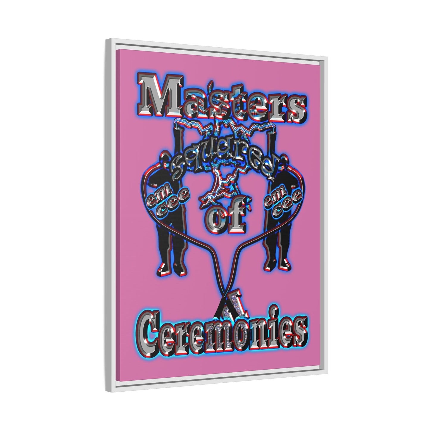 em cee squared - framed canvas art (light pink)