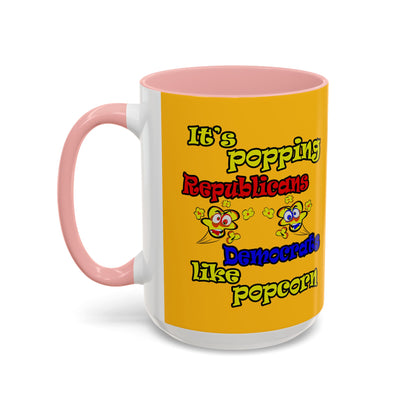 popping like popcorn - Accent Mug (yellow)