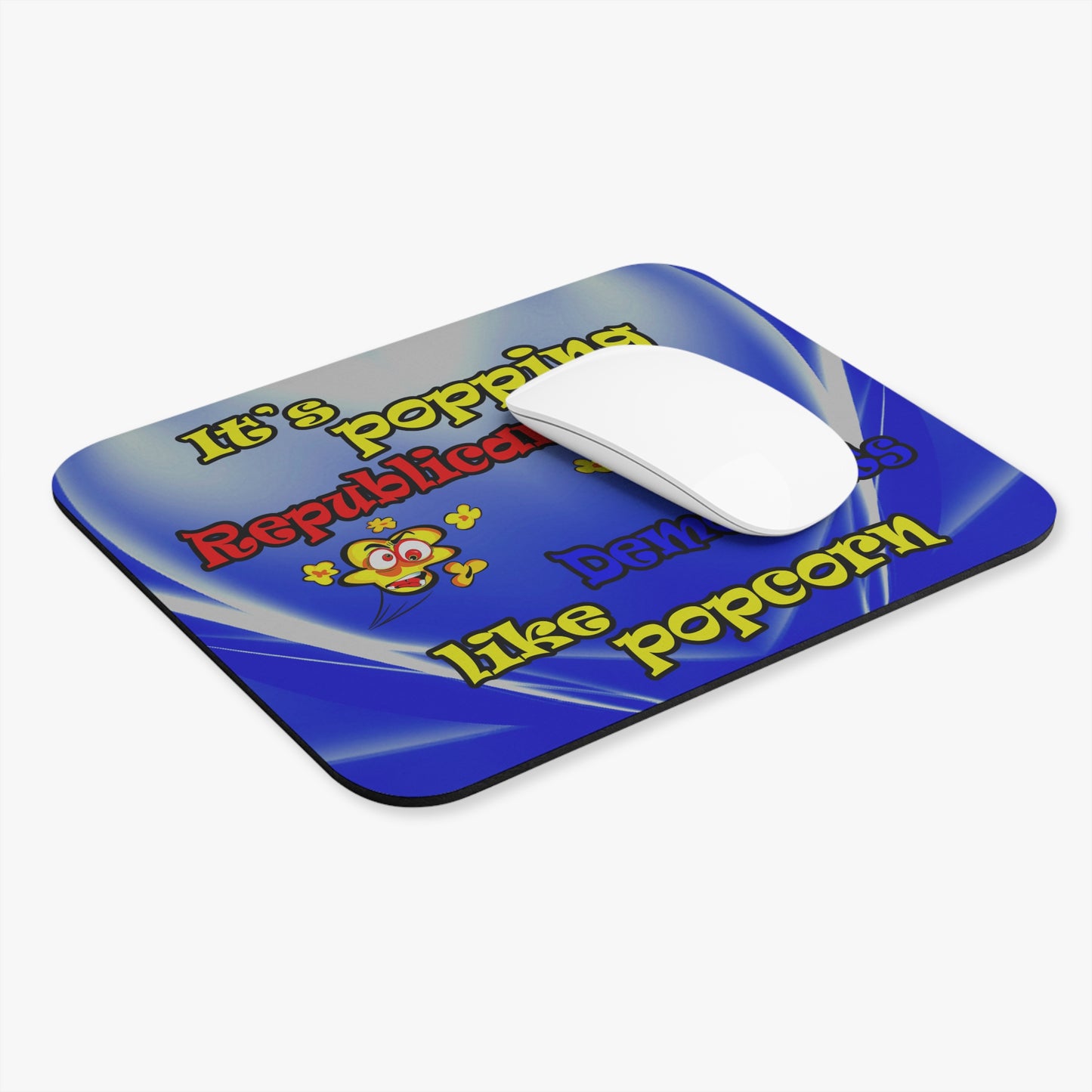 popping like popcorn - Mouse Pad (Rectangle) (blue-white wave)