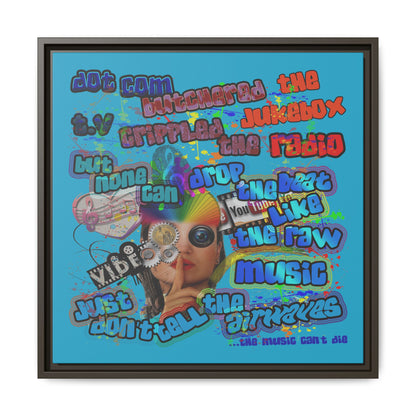 drop the beat - framed canvas art (turquoise)