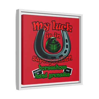my luck - framed canvas art (dark red)