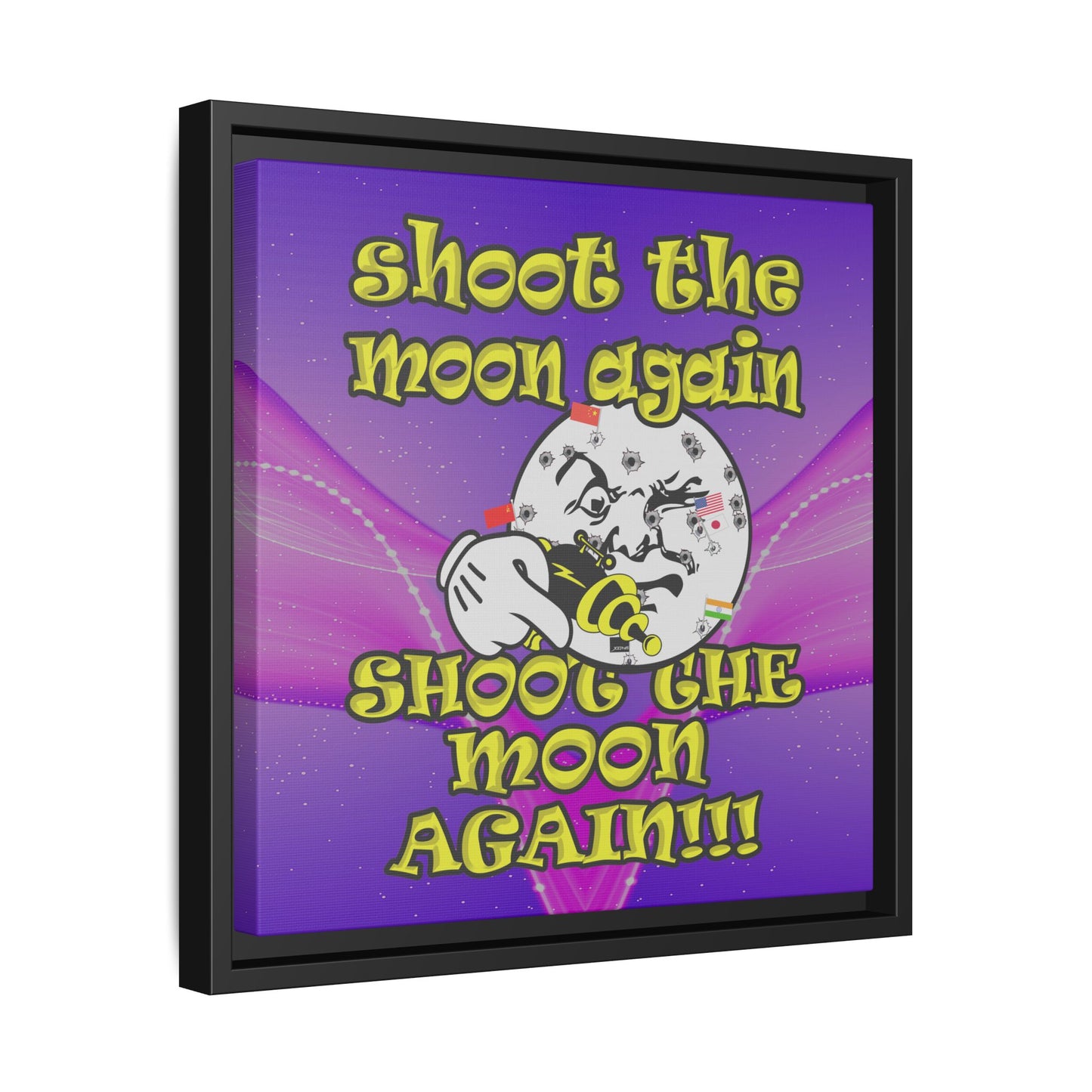 shoot the moon again - framed canvas art (purple-pink wave)