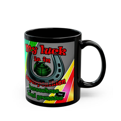 my luck - Black Mug (rainbow split)