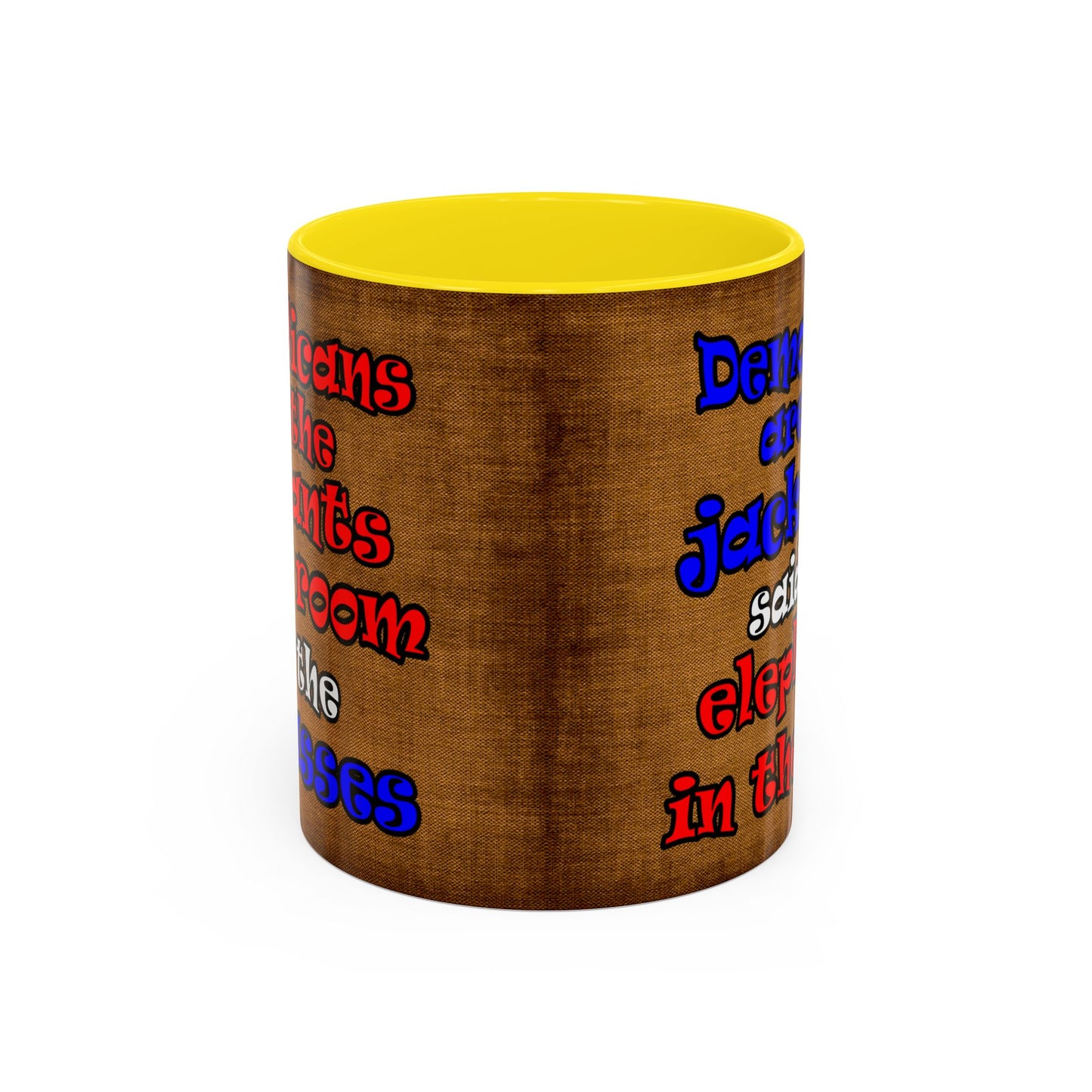 donkeys and elephants - Accent Mug (brown papyrus)