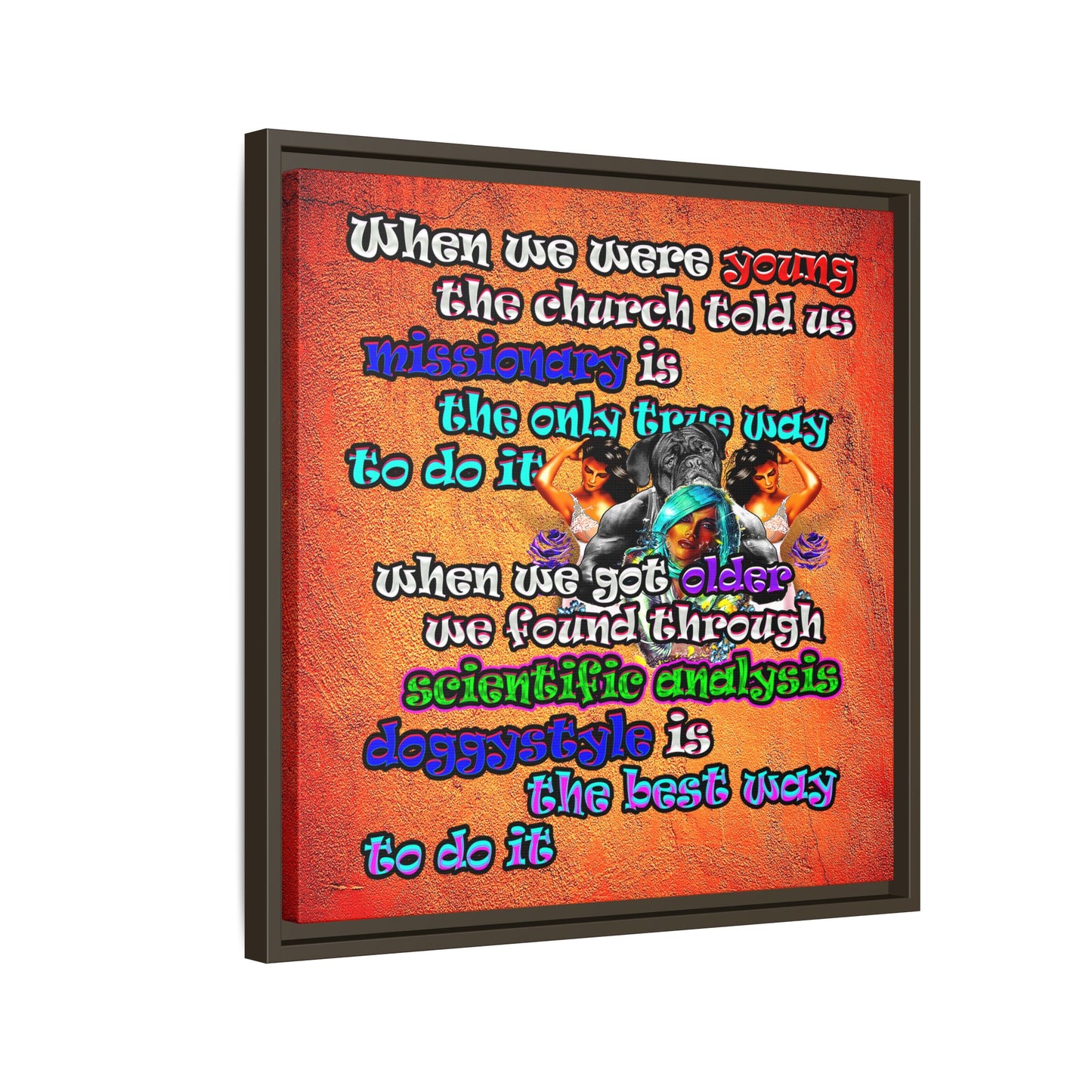 doggystyle - framed canvas art (burnt orange)