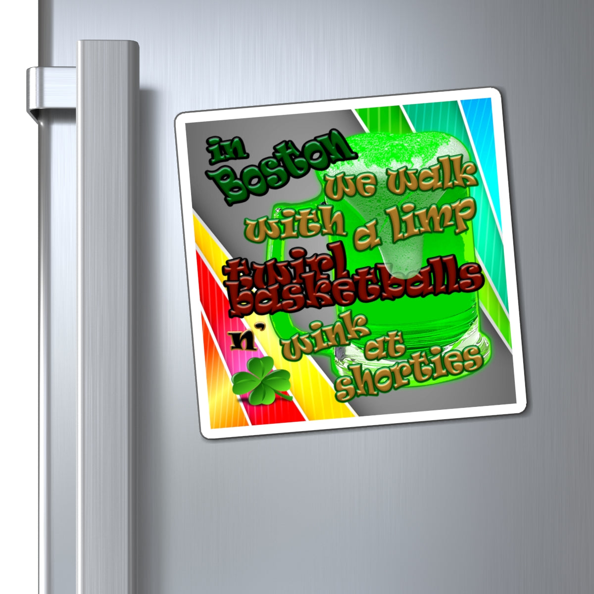 celtics logo - Magnets - (rainbow split)
