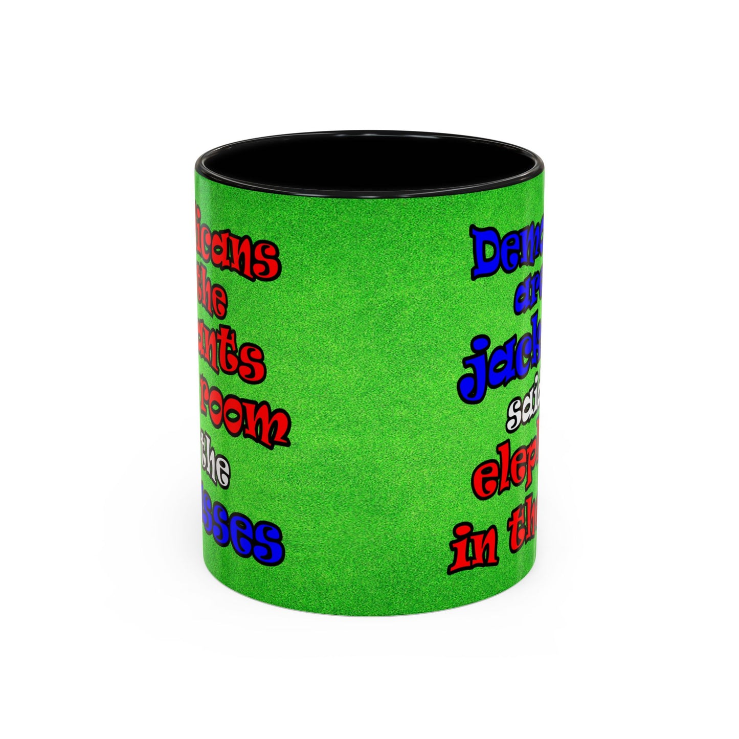 donkeys and elephants - Accent Mug (green turf)