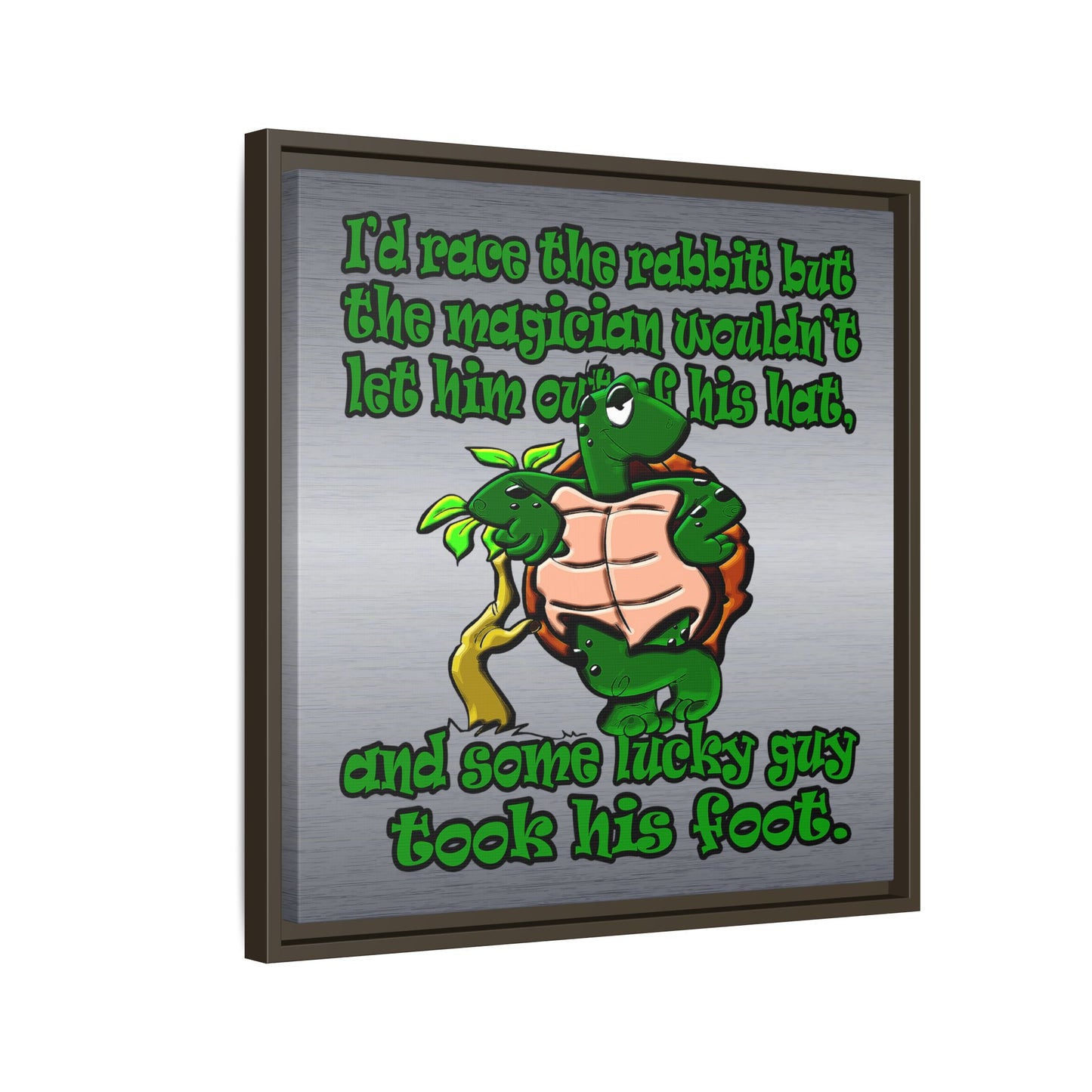 turtle race - framed canvas art (brushed nickel)