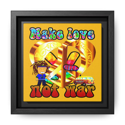 love peace - framed canvas art (yellow)
