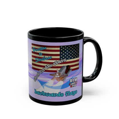 shoot for the stars - Black Mug (light blue-pink wave)