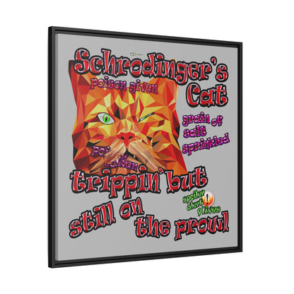schrodinger's cat - framed canvas art (light grey)