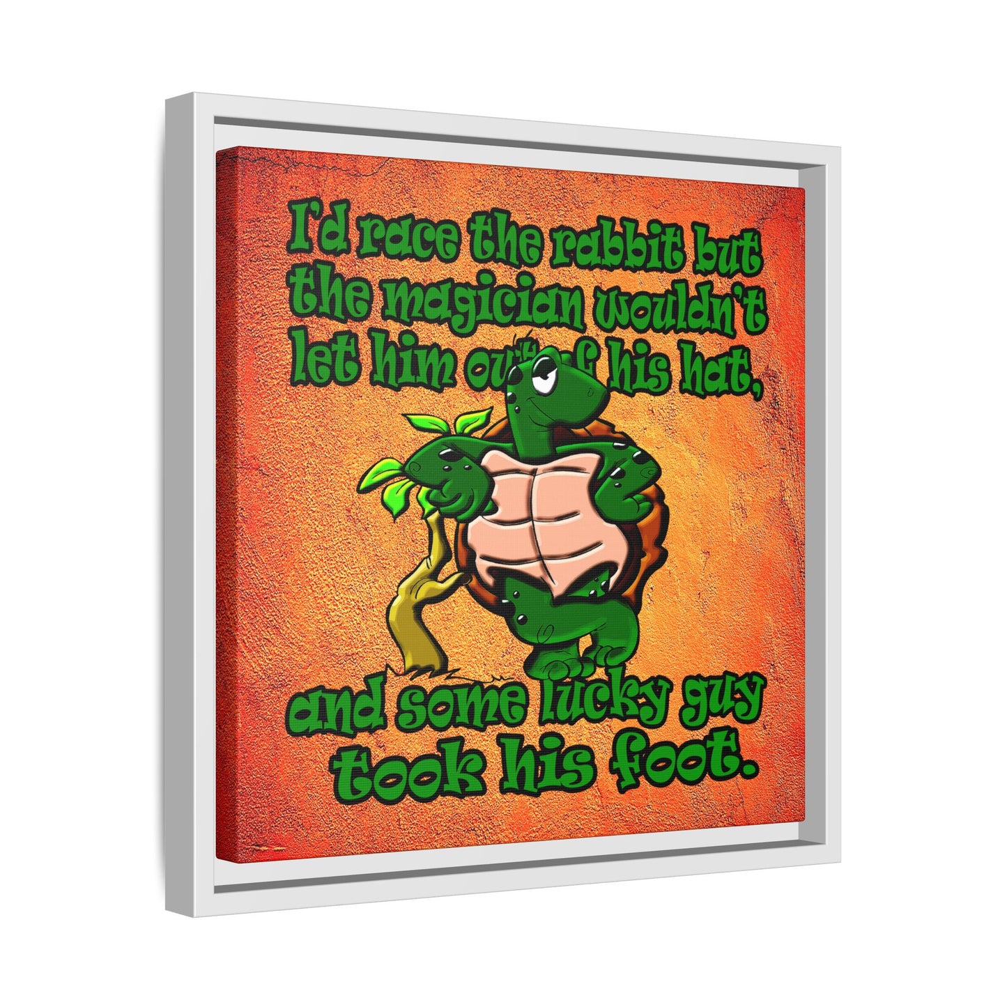turtle race - framed canvas art (burnt orange)