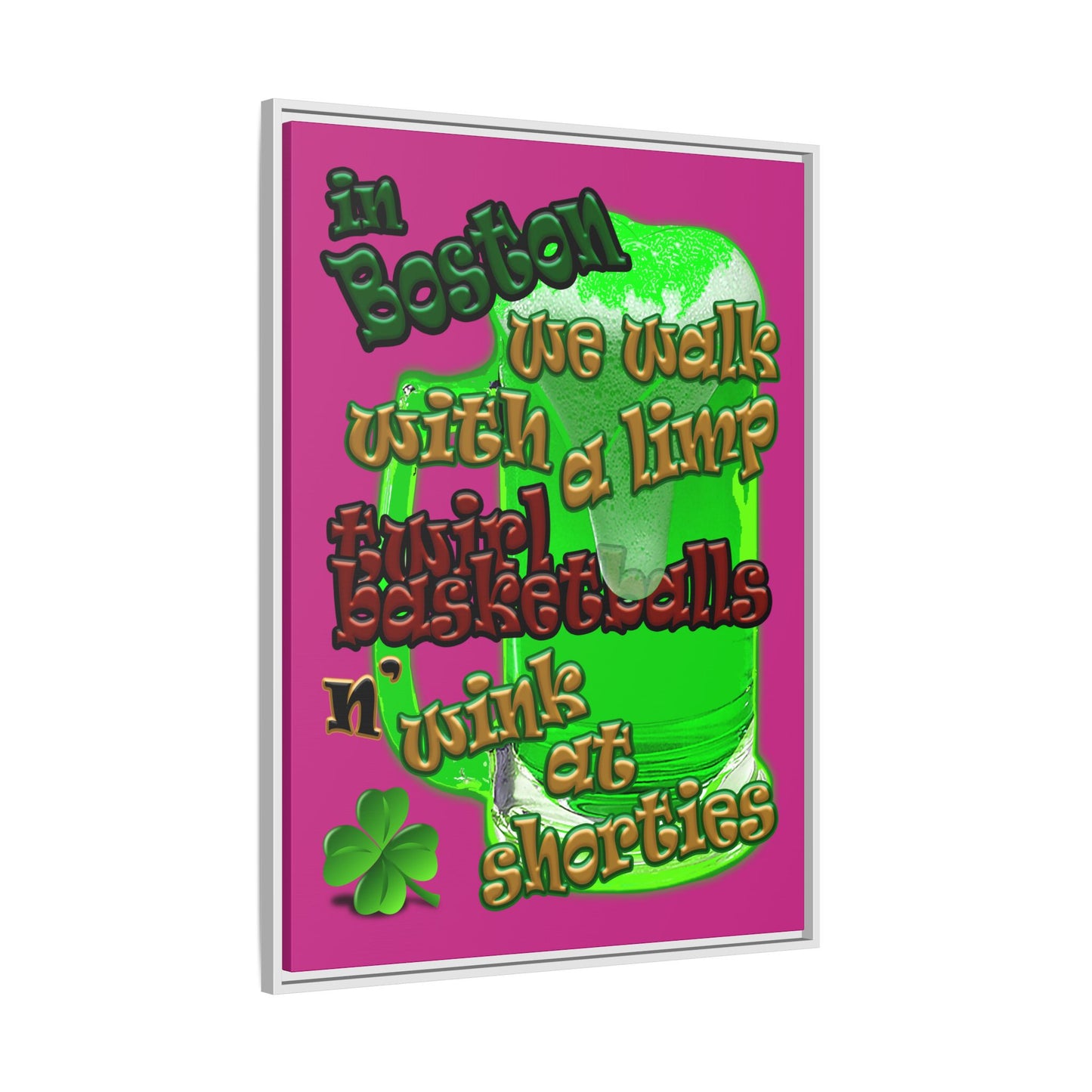 celtics logo - framed canvas art (pink)