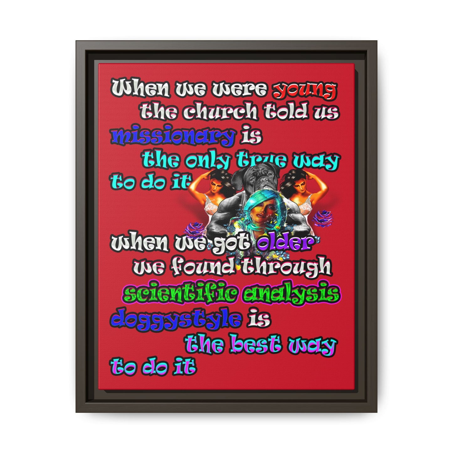 doggystyle - framed canvas art (dark red)