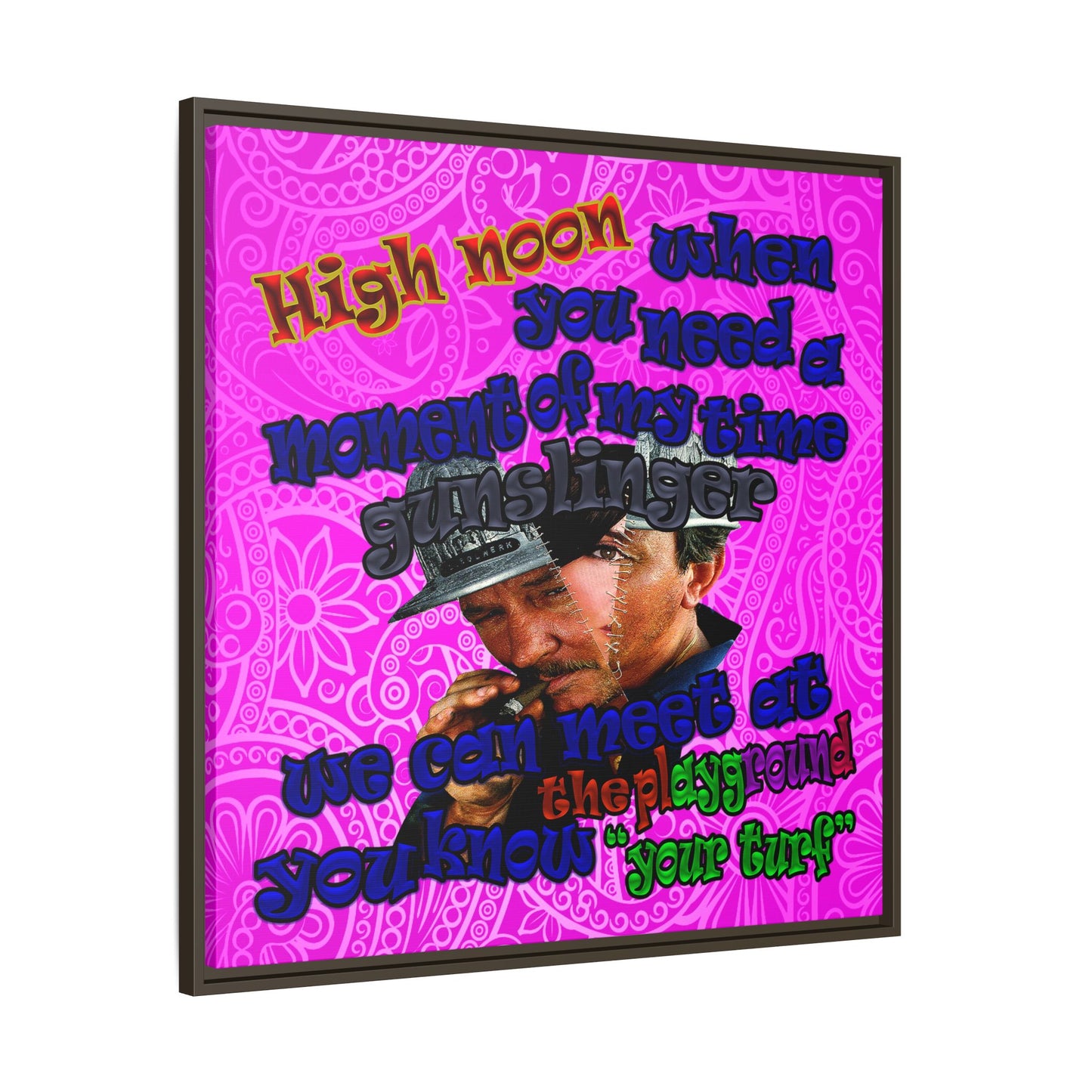 high noon - framed canvas art (pink swirl)