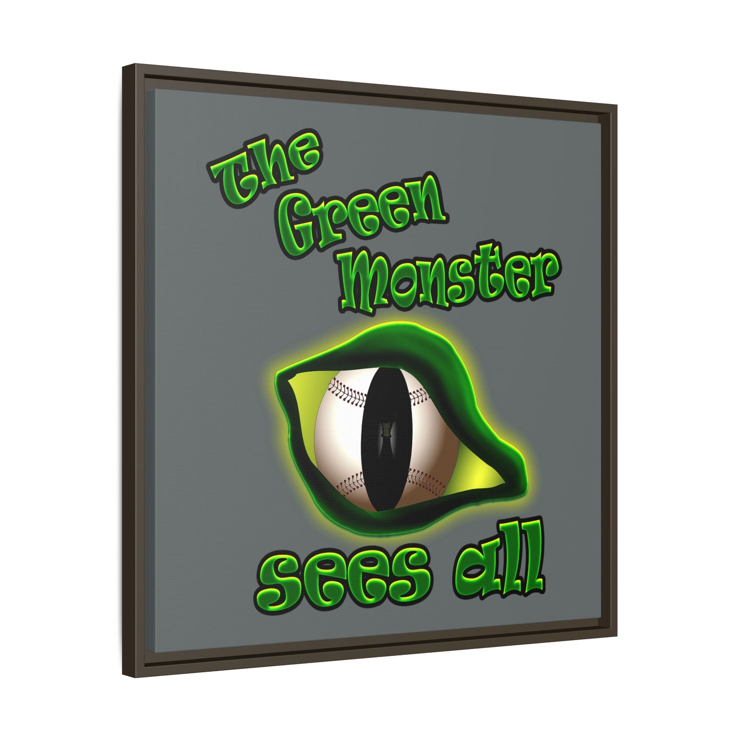 green monster - framed canvas art (dark grey)