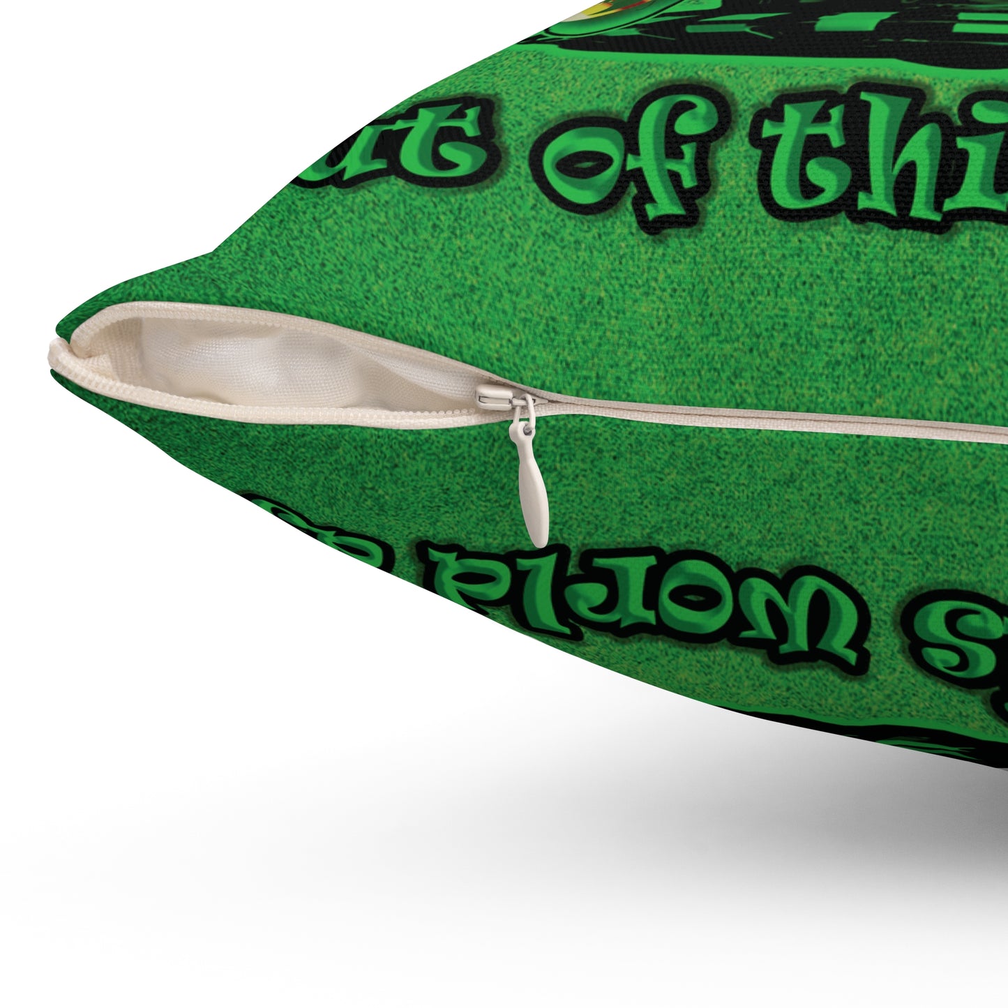 disc jockey - Spun Polyester Square Pillow - (green turf)
