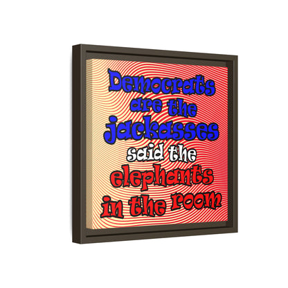 donkeys and elephants - framed canvas art (yellow-orange wave)