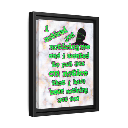 noticed you noticing - framed canvas art (white marble)