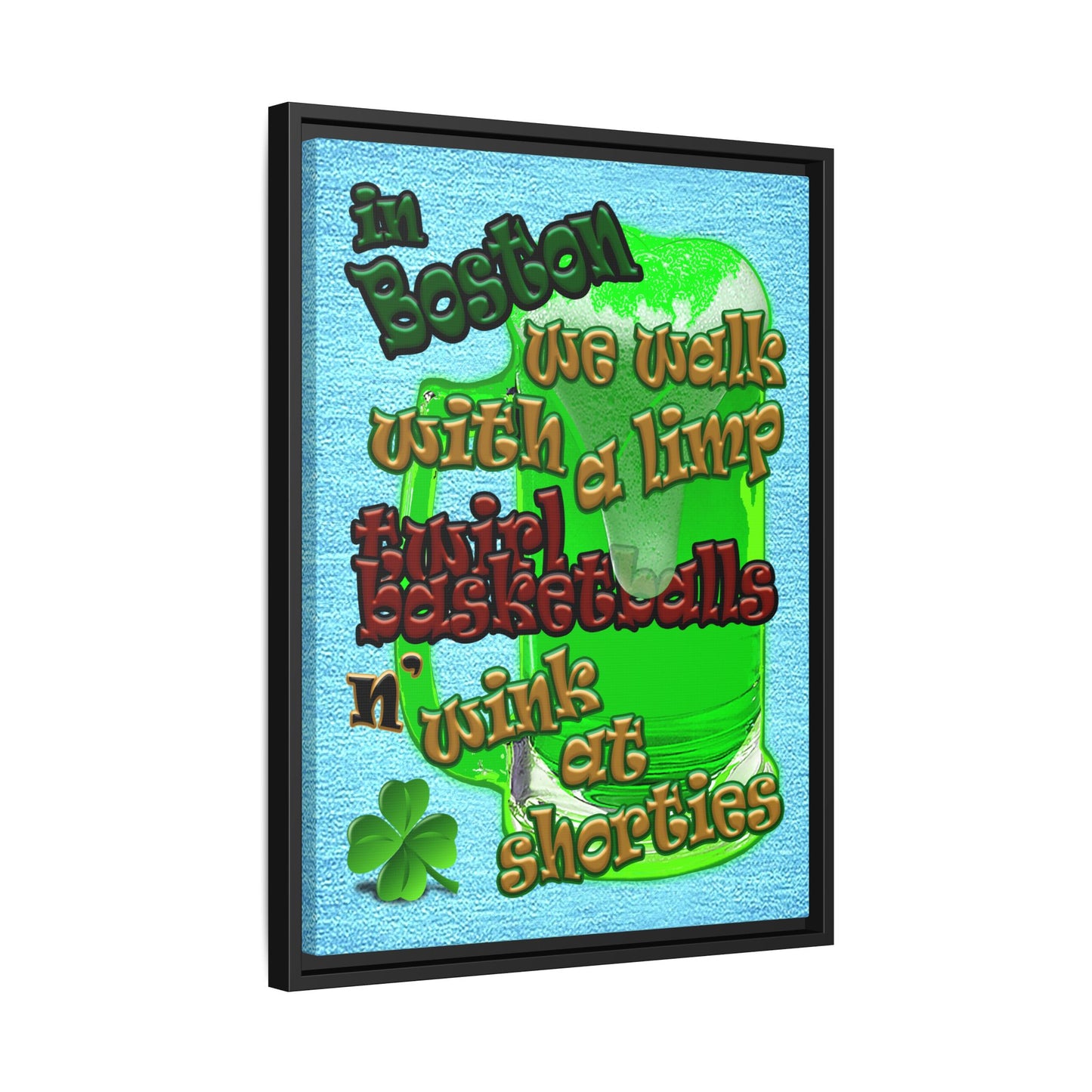 celtics logo - framed canvas art (faded blue)