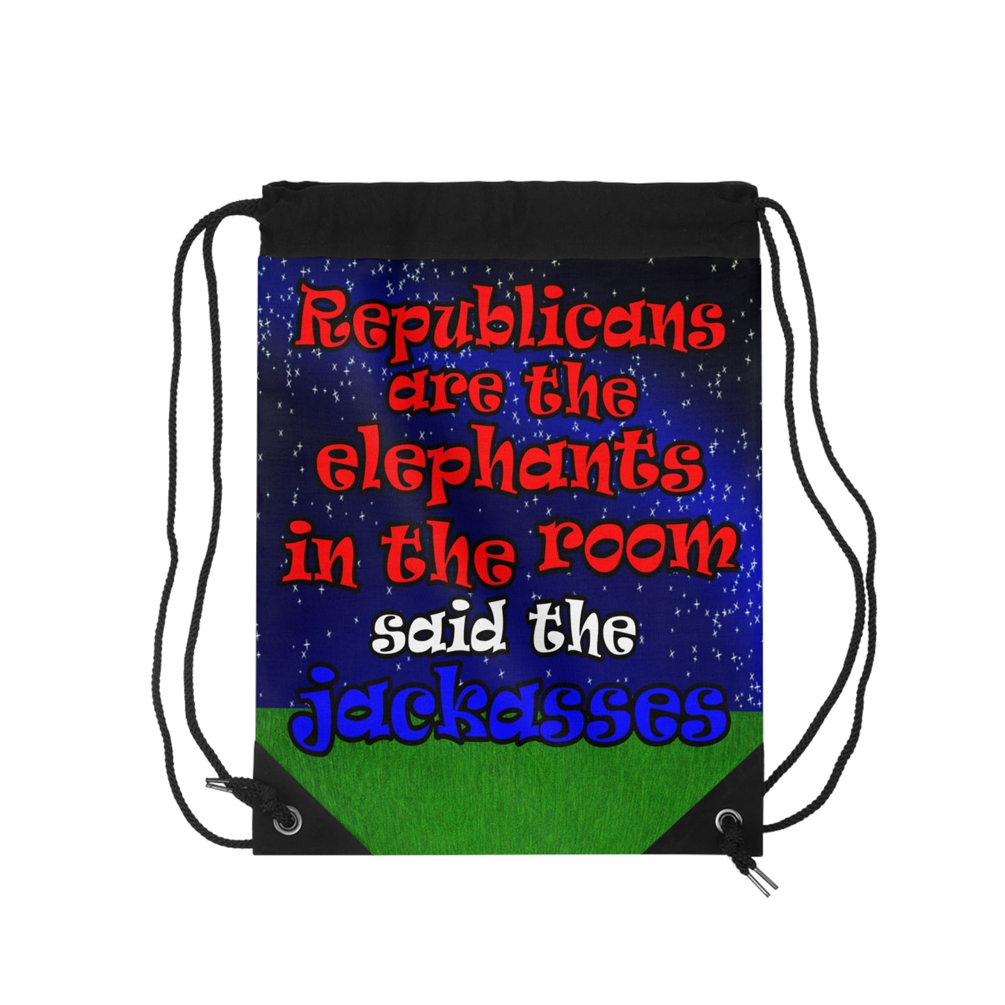 donkeys and elephants - Drawstring Bag ('snoops' background)