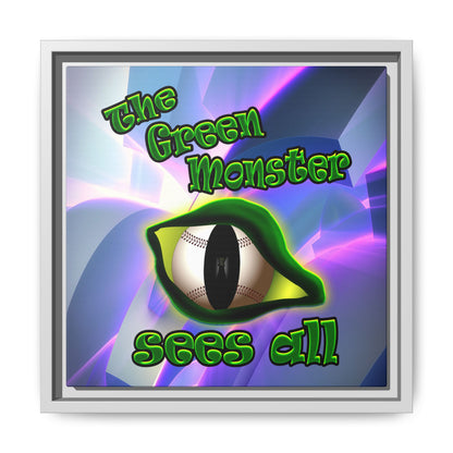 green monster - framed canvas art (grey-pink wave)
