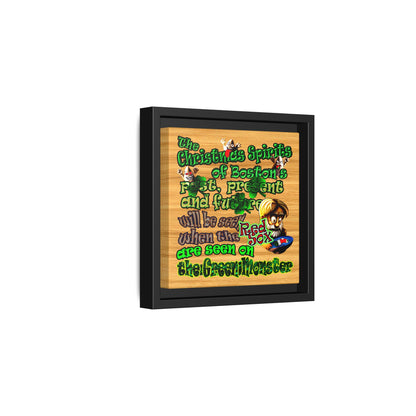 christmas spirits of boston - framed canvas art (butterscotch wood finish)