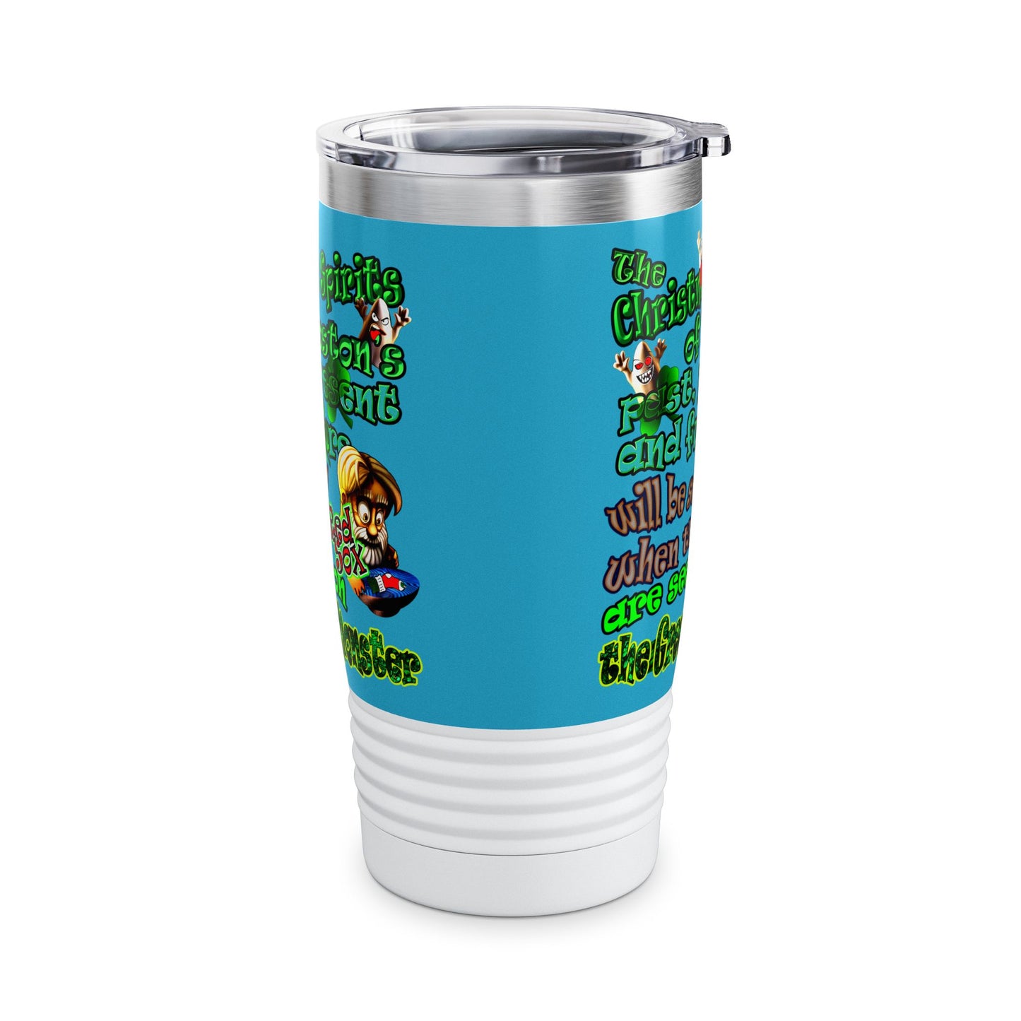 christmas spirits of boston - Ringneck Tumbler, 20oz (turquoise)