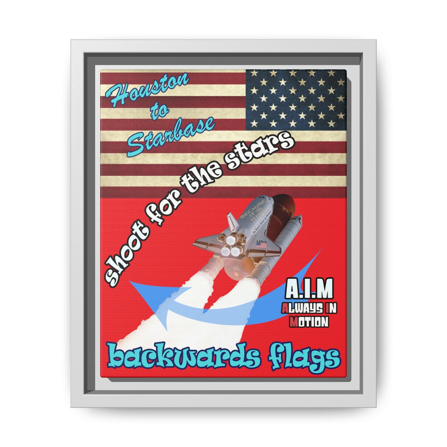 shoot for the stars - framed canvas art (red)