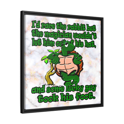 turtle race - framed canvas art (white marble)