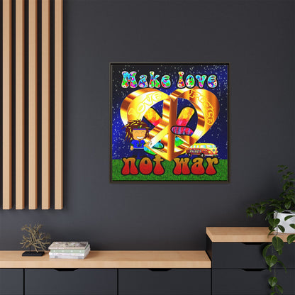 love peace - framed canvas art ('snoops' background)