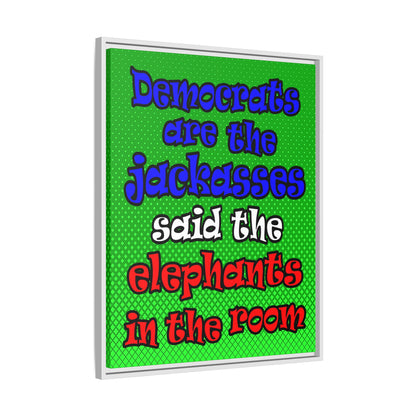donkeys and elephants - framed canvas art (logo green)