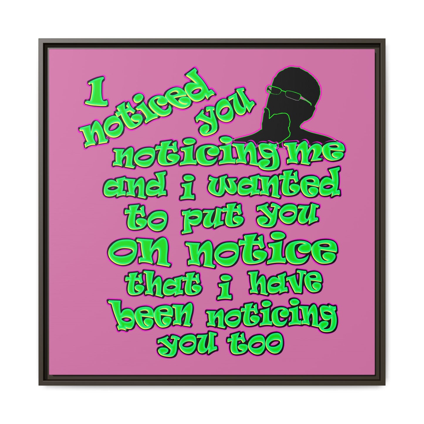 noticed you noticing - framed canvas art (light pink)