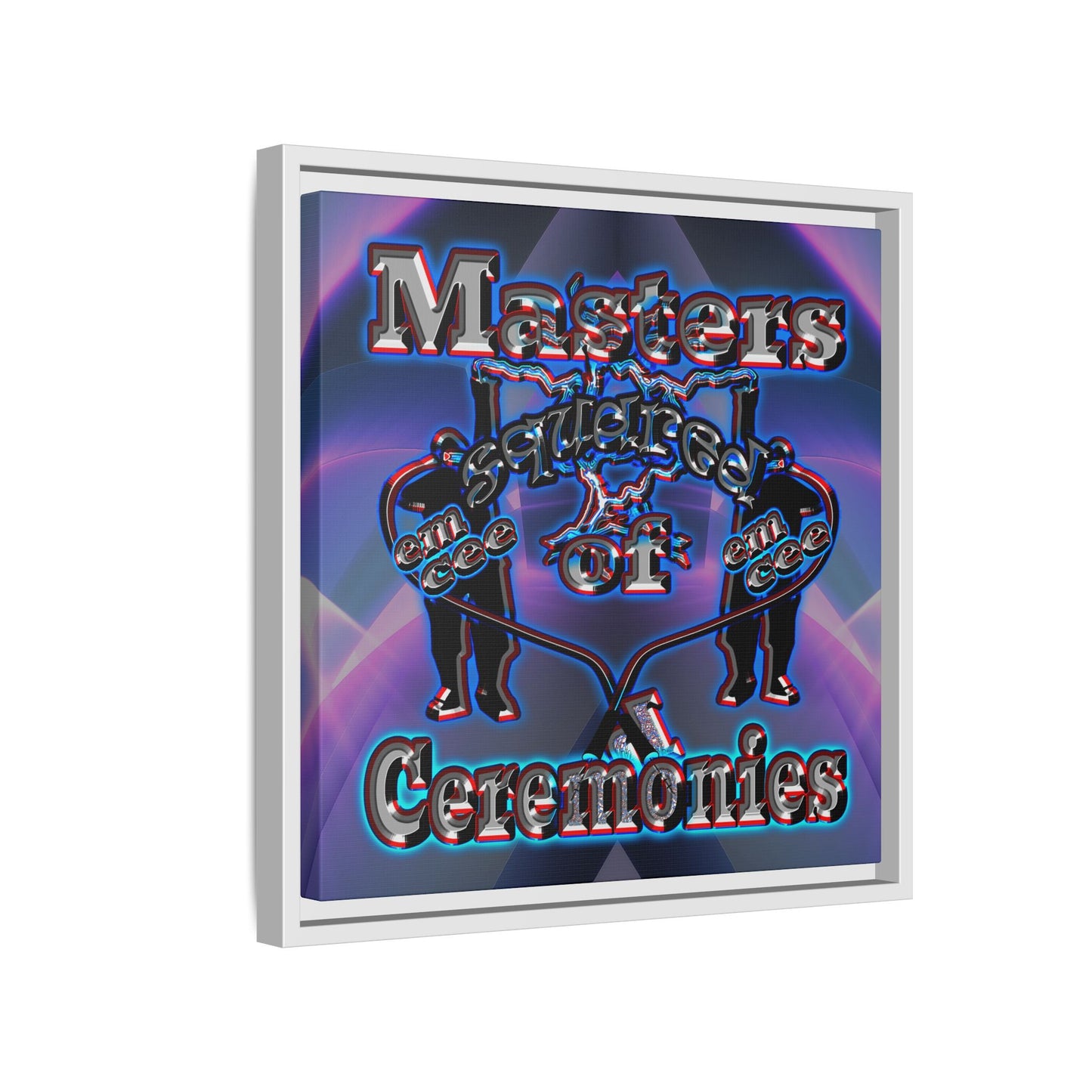em cee squared - framed canvas art (grey-pink wave)