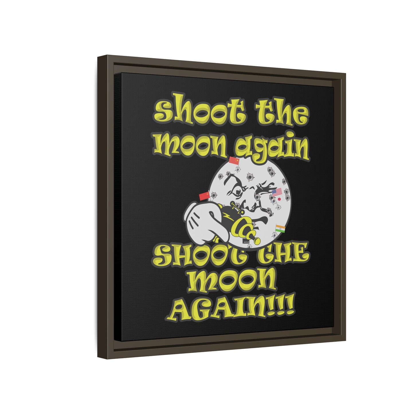 shoot the moon again - framed canvas art (black)