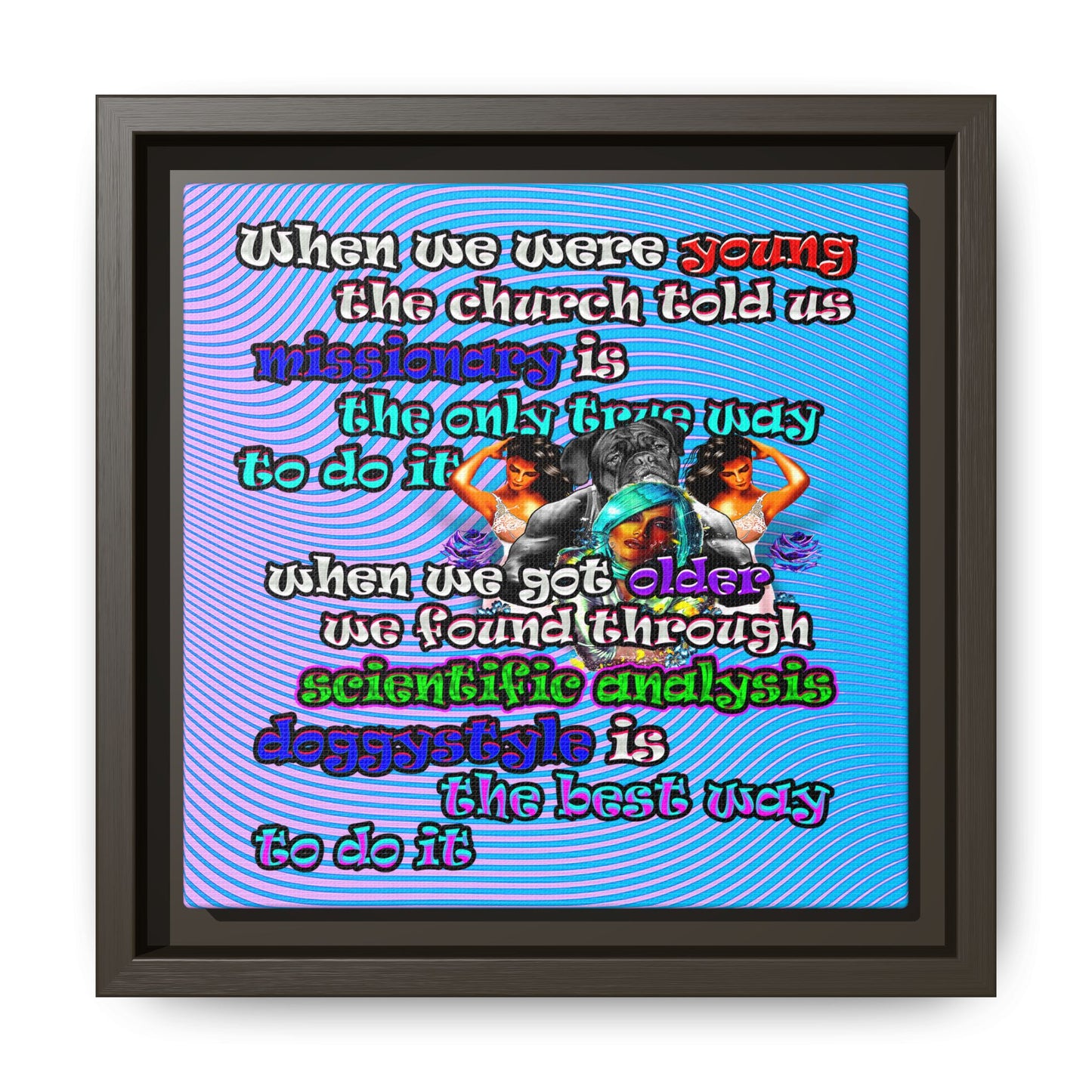 doggystyle - framed canvas art (light blue-purple wave)
