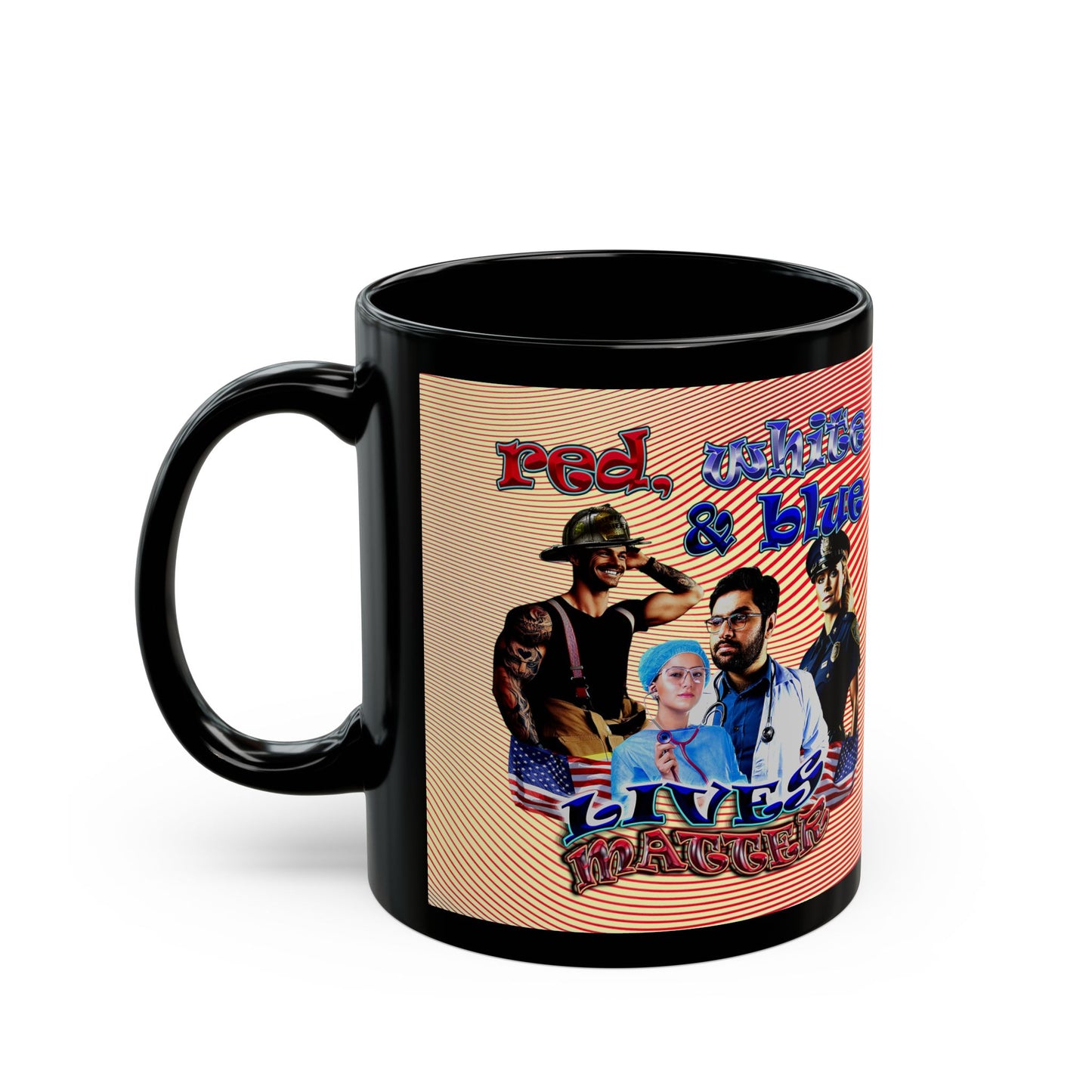 rw&b lives matter - Black Mug (yellow-orange wave)