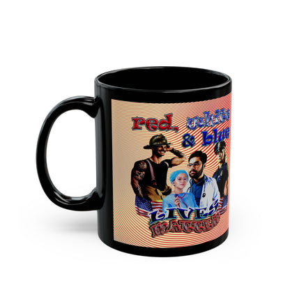 rw&b lives matter - Black Mug (yellow-orange wave)