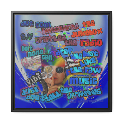 drop the beat - framed canvas art (blue-white wave)