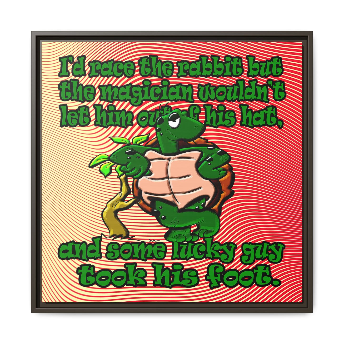 turtle race - framed canvas art (yellow-orange wave)