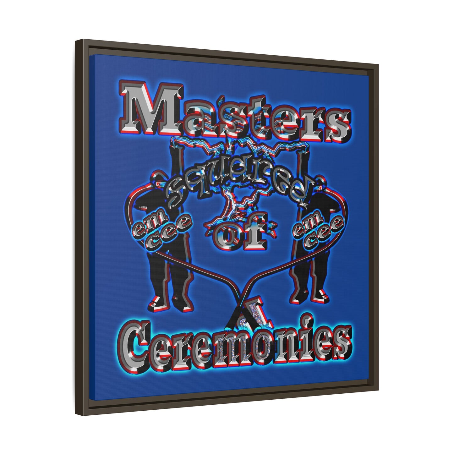 em cee squared - framed canvas art (dark blue)