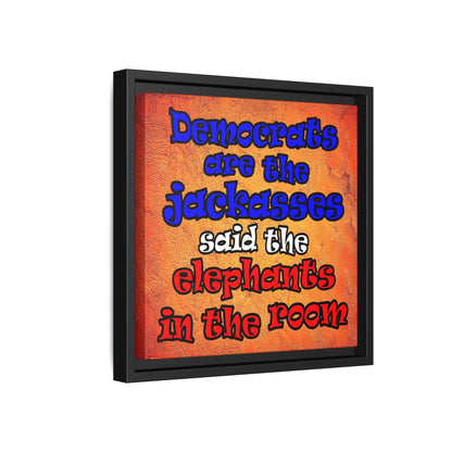 donkeys and elephants - framed canvas art (burnt orange)