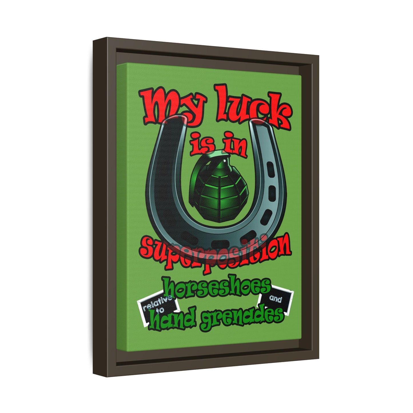 my luck - framed canvas art (green)