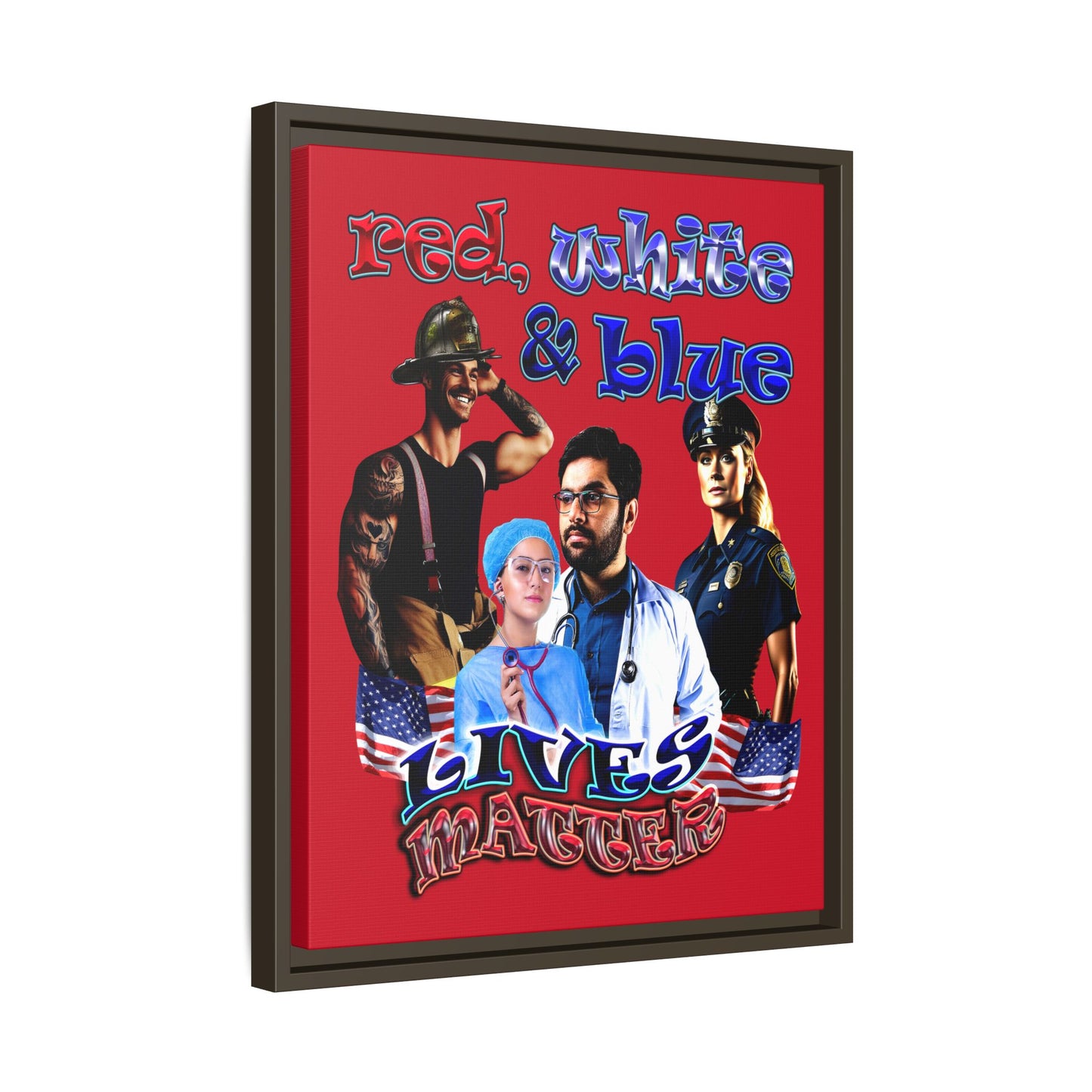rw&b lives matter - framed canvas art (dark red)