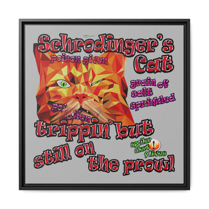 schrodinger's cat - framed canvas art (light grey)